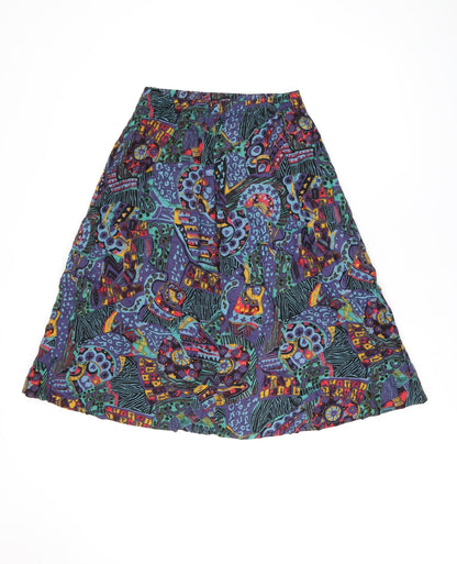 Brittany Nicole Womens Blue Geometric Rayon Swing Skirt Size L