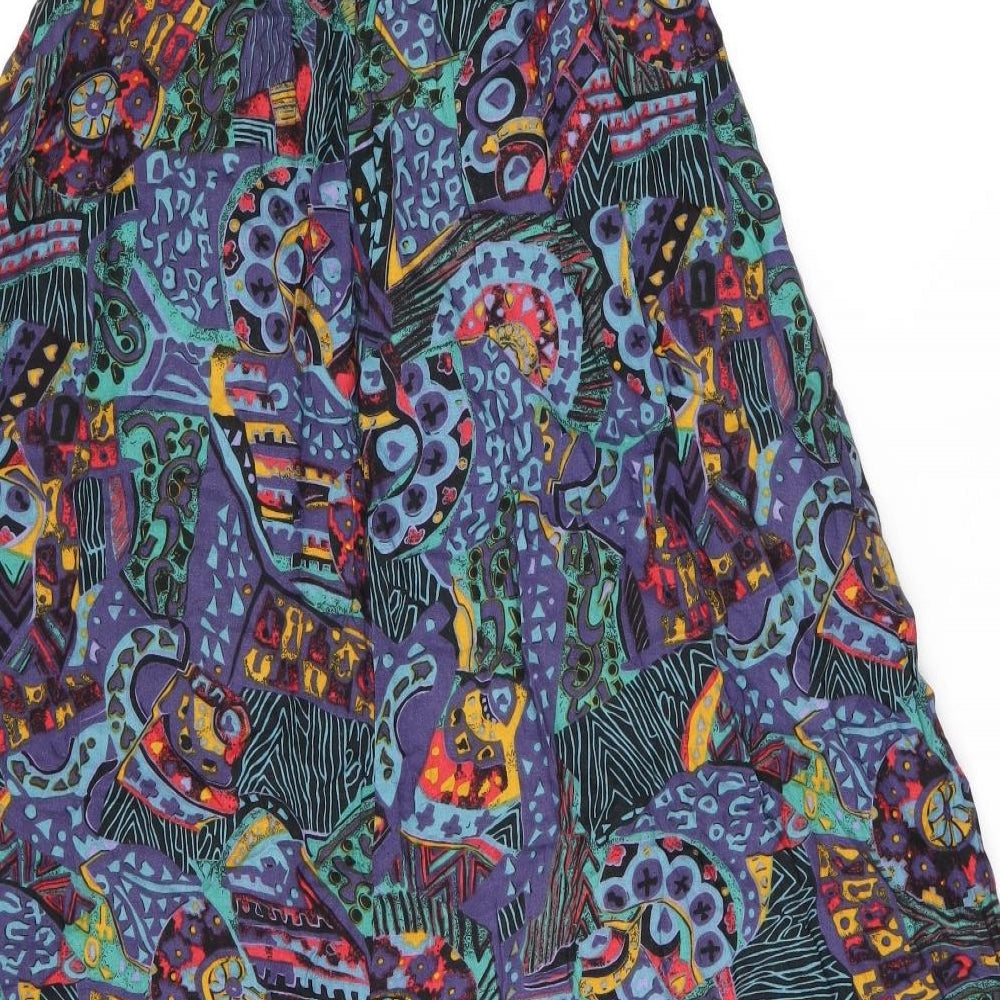 Brittany Nicole Womens Blue Geometric Rayon Swing Skirt Size L