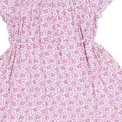 Per Una Womens Pink Floral Viscose A-Line Size 12 V-Neck Button