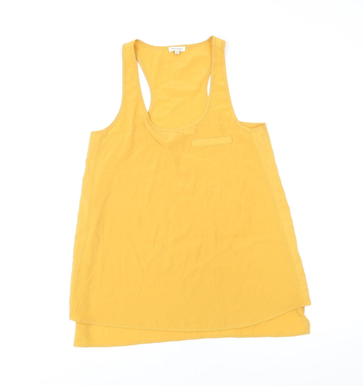 River Island Womens Yellow Polyester Basic Tank Size 10 Scoop Neck