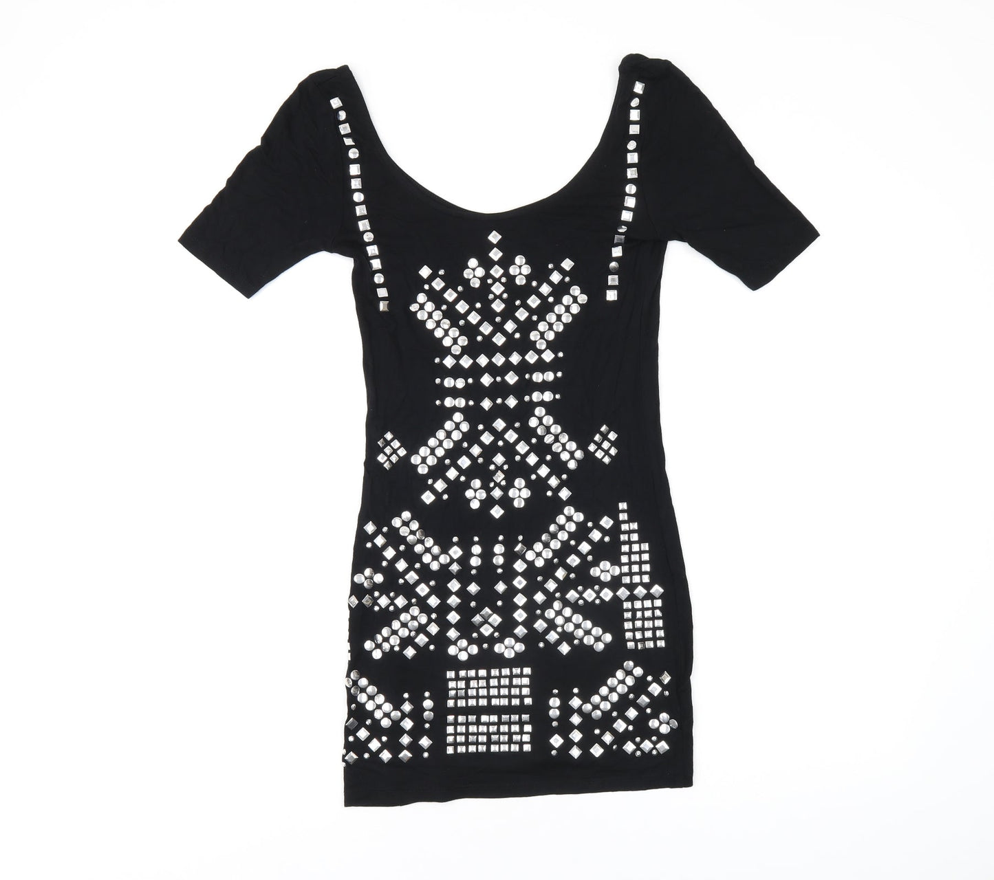 ASOS Womens Black Viscose Bodycon Size 8 Scoop Neck Pullover