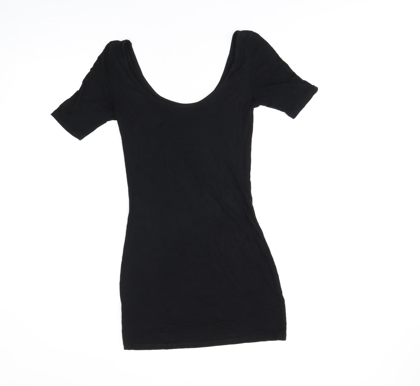 ASOS Womens Black Viscose Bodycon Size 8 Scoop Neck Pullover