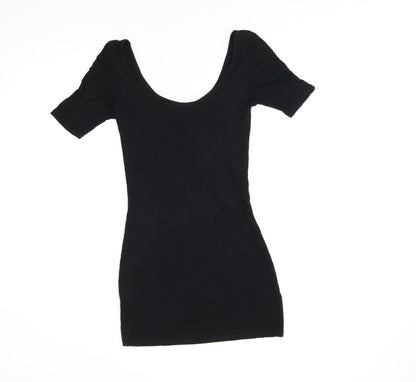 ASOS Womens Black Viscose Bodycon Size 8 Scoop Neck Pullover