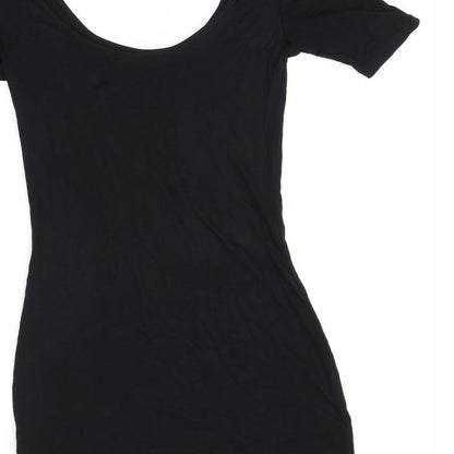 ASOS Womens Black Viscose Bodycon Size 8 Scoop Neck Pullover