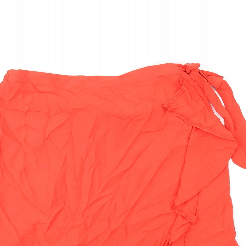 New Look Womens Red Viscose Mini Skirt Size 8 Tie