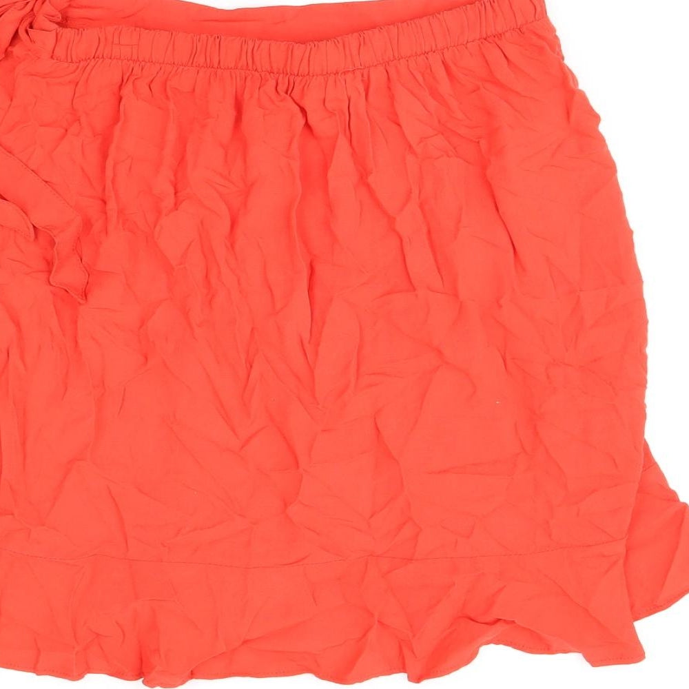 New Look Womens Red Viscose Mini Skirt Size 8 Tie