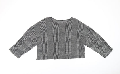 Womens UK Size L Zara Grey Cropped T-Shirt