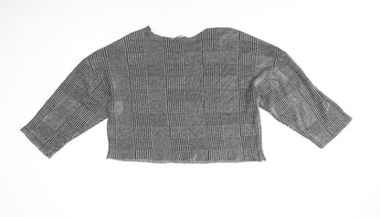 Womens UK Size L Zara Grey Cropped T-Shirt