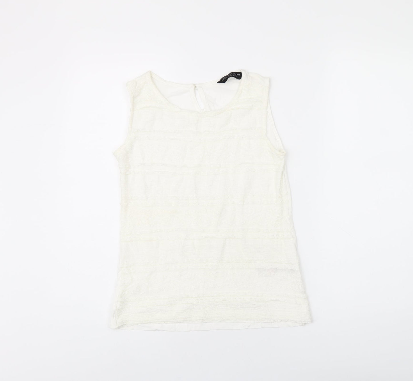 Dorothy Perkins Womens White Polyamide Basic T-Shirt Size 10 Round Neck