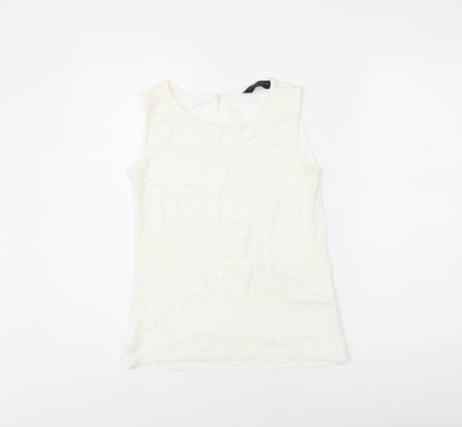 Dorothy Perkins Womens White Polyamide Basic T-Shirt Size 10 Round Neck