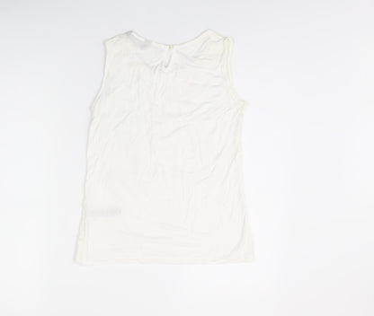 Dorothy Perkins Womens White Polyamide Basic T-Shirt Size 10 Round Neck