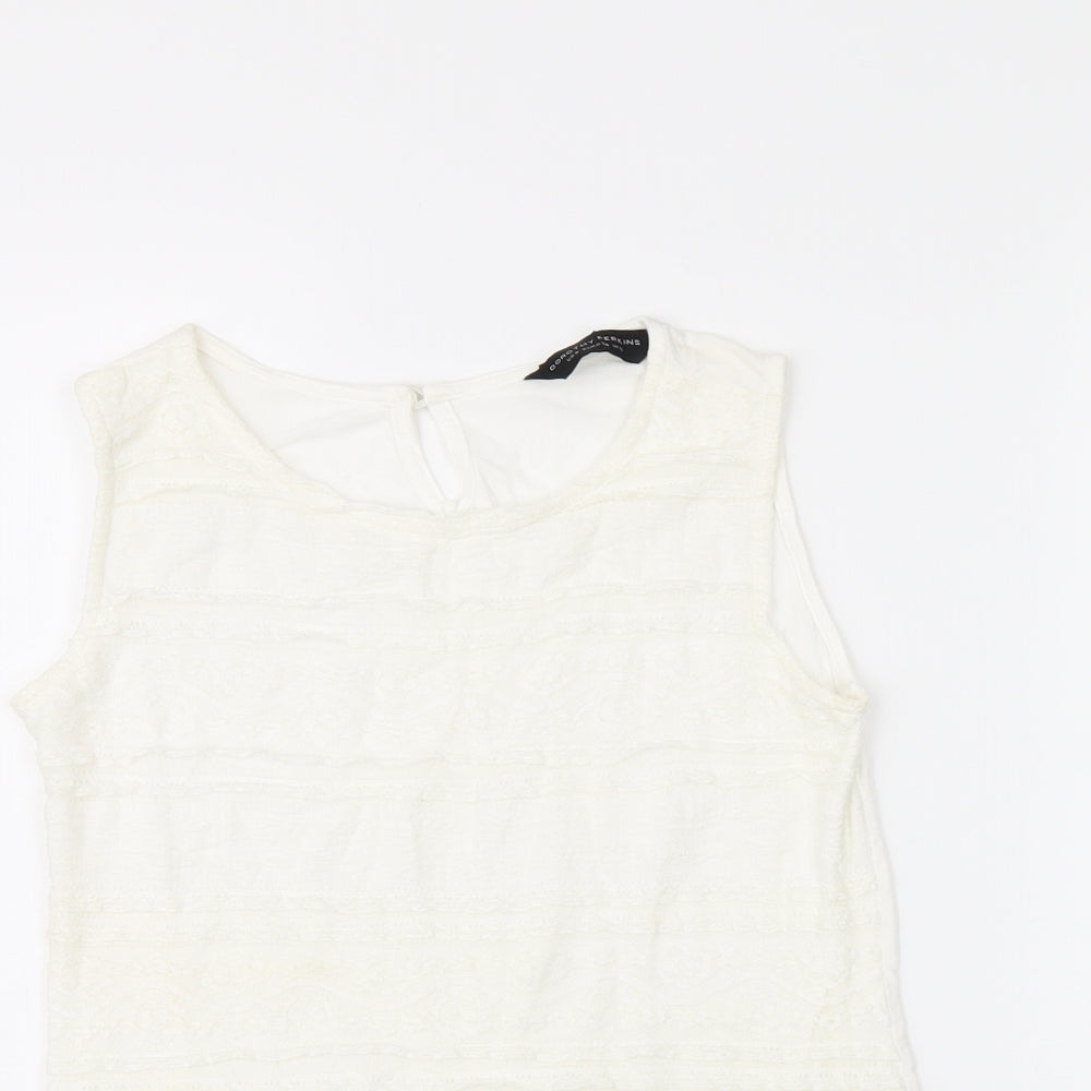 Dorothy Perkins Womens White Polyamide Basic T-Shirt Size 10 Round Neck