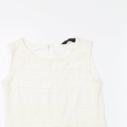 Dorothy Perkins Womens White Polyamide Basic T-Shirt Size 10 Round Neck