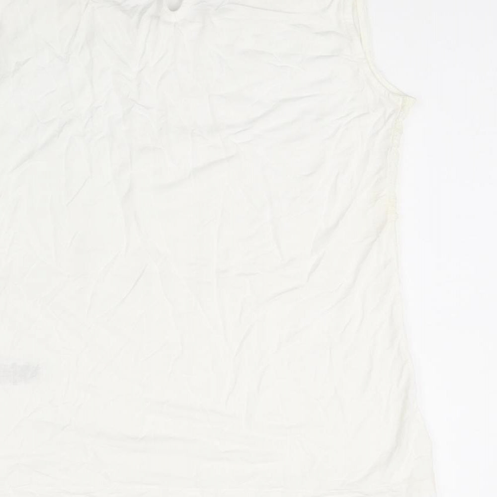 Dorothy Perkins Womens White Polyamide Basic T-Shirt Size 10 Round Neck