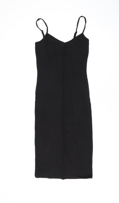 ASOS Womens Black Polyester Bodycon Size 8 V-Neck Pullover