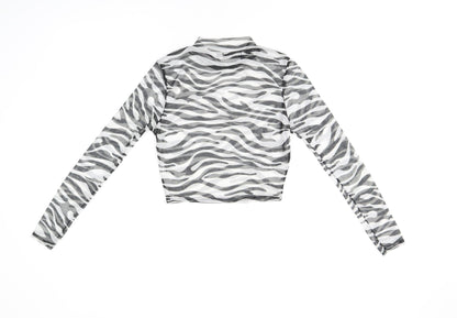 Womens UK Size 10 PRETTYLITTLETHING White Cropped T-Shirt