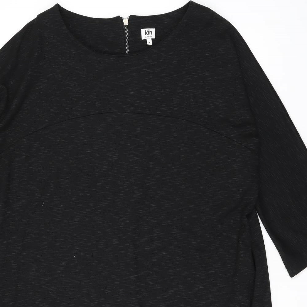 John Lewis Womens Black Polyester Shift Size 18 Round Neck Zip