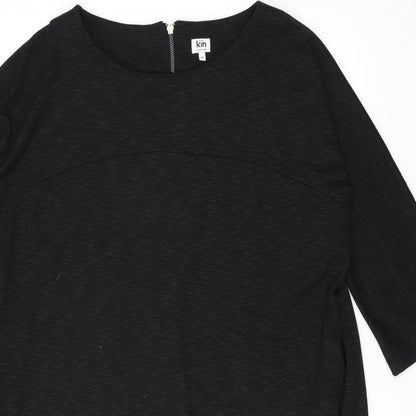 John Lewis Womens Black Polyester Shift Size 18 Round Neck Zip