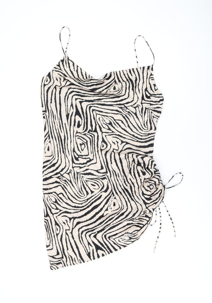 Topshop Womens Beige Animal Print Polyester Mini Size 12 Cowl Neck Pullover