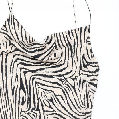Topshop Womens Beige Animal Print Polyester Mini Size 12 Cowl Neck Pullover