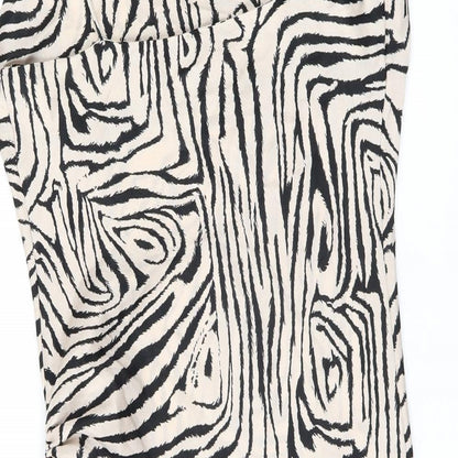 Topshop Womens Beige Animal Print Polyester Mini Size 12 Cowl Neck Pullover