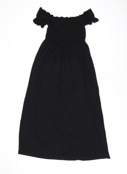 ASOS Womens Black Viscose A-Line Size 8 Off the Shoulder Pullover
