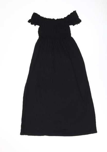 ASOS Womens Black Viscose A-Line Size 8 Off the Shoulder Pullover