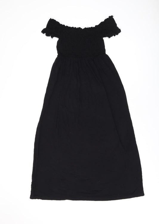 ASOS Womens Black Viscose A-Line Size 8 Off the Shoulder Pullover