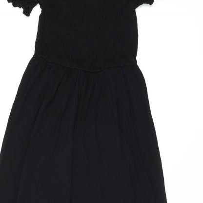 ASOS Womens Black Viscose A-Line Size 8 Off the Shoulder Pullover