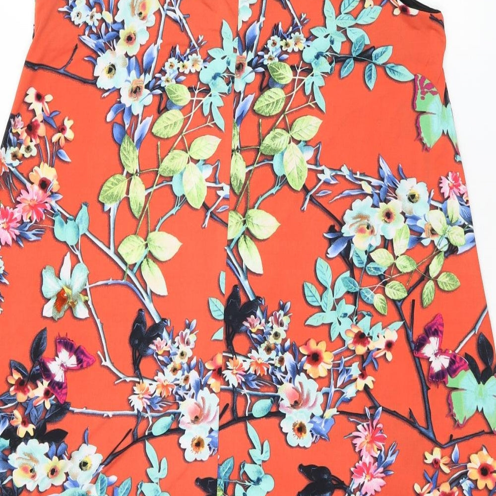 Nicole Collection Womens Red Floral Polyester Shift Size M Round Neck Pullover