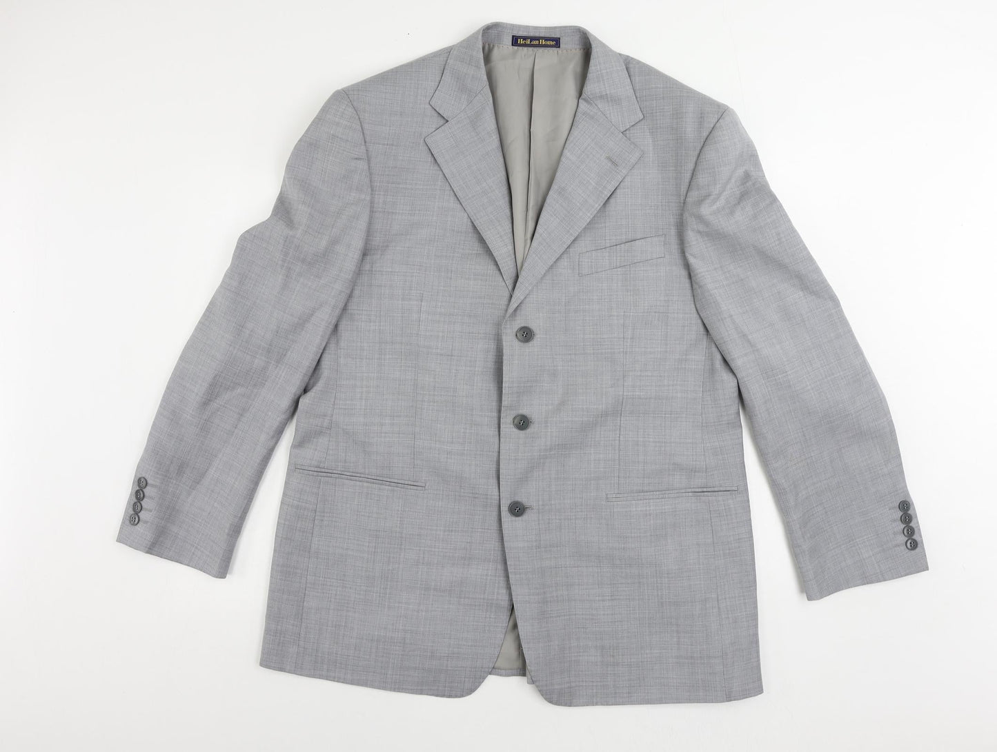 HeiLan Home Mens Grey Polyester Jacket Suit Jacket Size 42 Regular