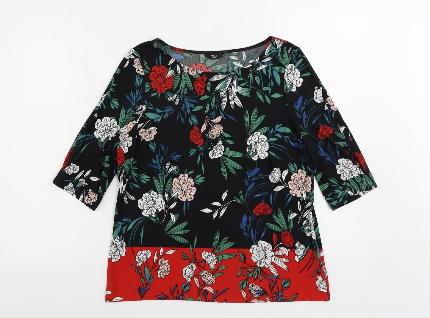 Womens UK Size 12 M&Co Black Basic Blouse