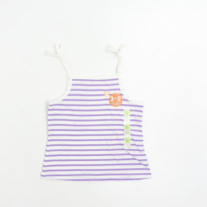 Marks and Spencer Girls Purple Striped Cotton Camisole Tank Size 2-3 Years Square Neck Pullover