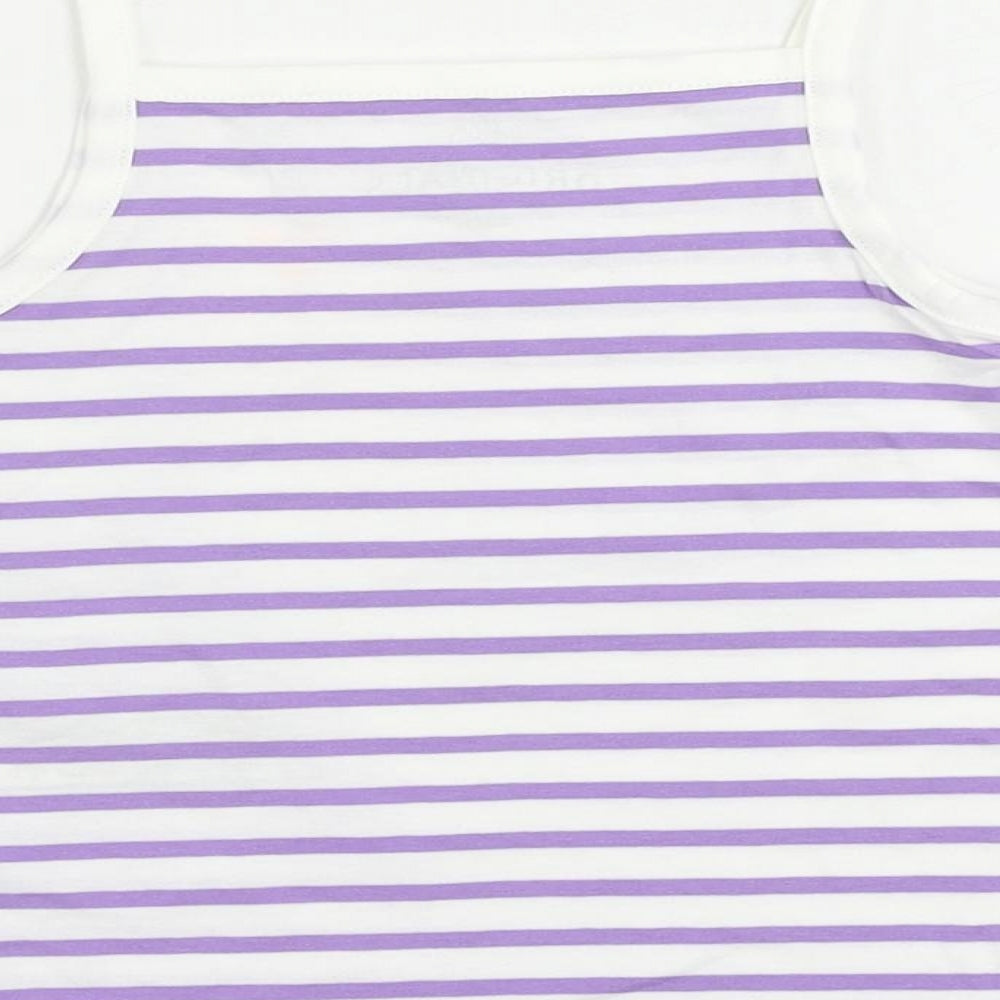 Marks and Spencer Girls Purple Striped Cotton Camisole Tank Size 2-3 Years Square Neck Pullover