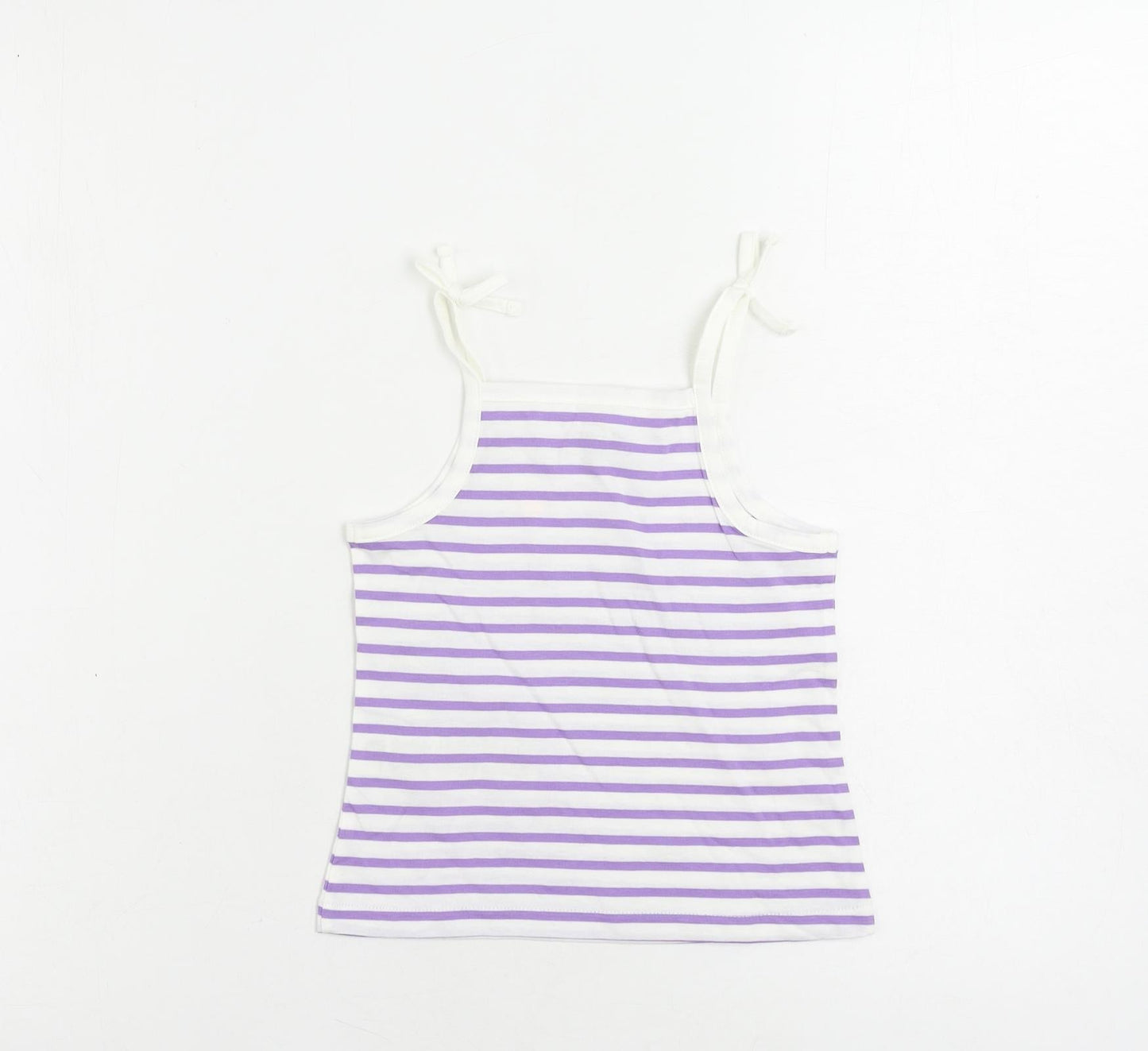 Marks and Spencer Girls Purple Striped Cotton Camisole Tank Size 2-3 Years Square Neck Pullover