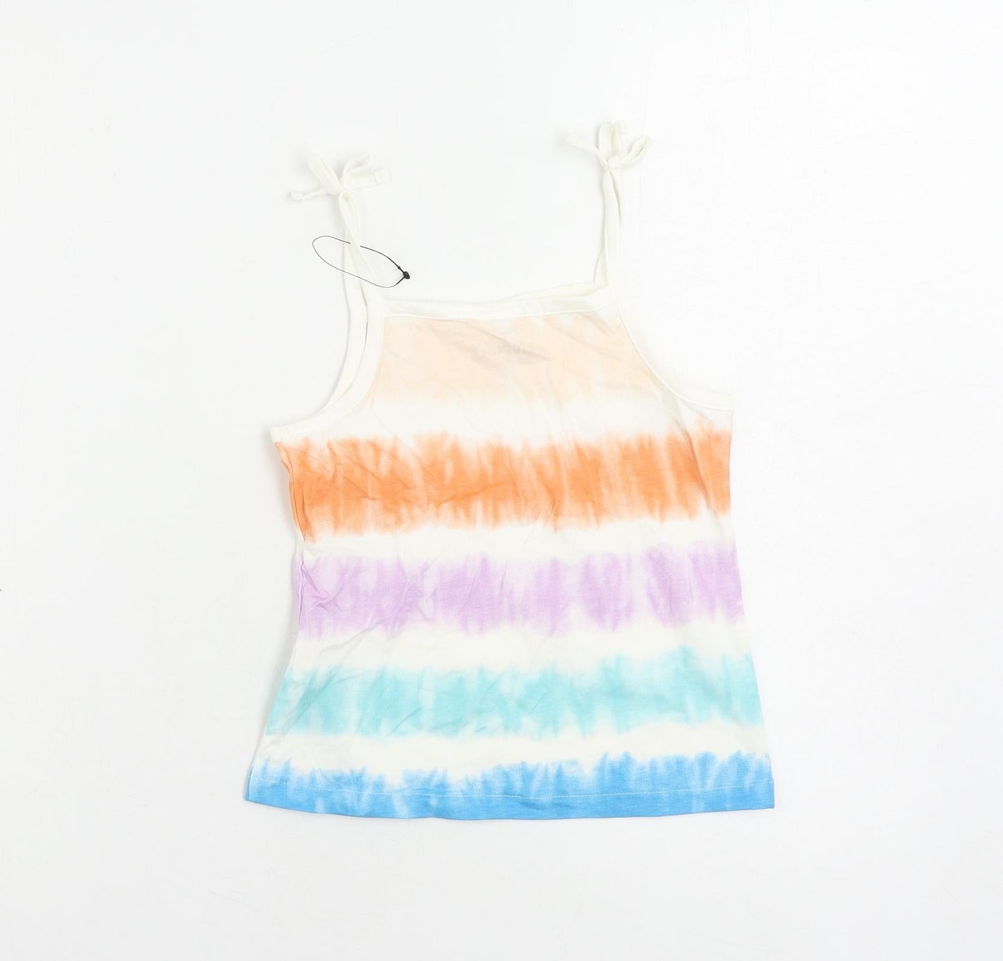Marks and Spencer Girls Multicoloured Striped Cotton Camisole Tank Size 5-6 Years Square Neck Pullover