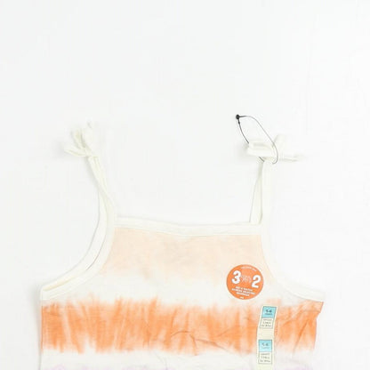 Marks and Spencer Girls Multicoloured Striped Cotton Camisole Tank Size 5-6 Years Square Neck Pullover