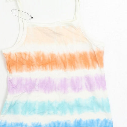 Marks and Spencer Girls Multicoloured Striped Cotton Camisole Tank Size 5-6 Years Square Neck Pullover
