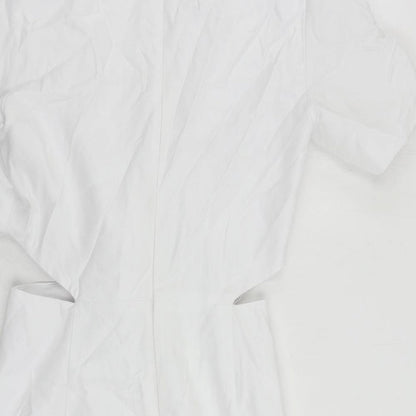 Zara Womens White Lyocell Mini Size XS Collared Zip - Cut Out