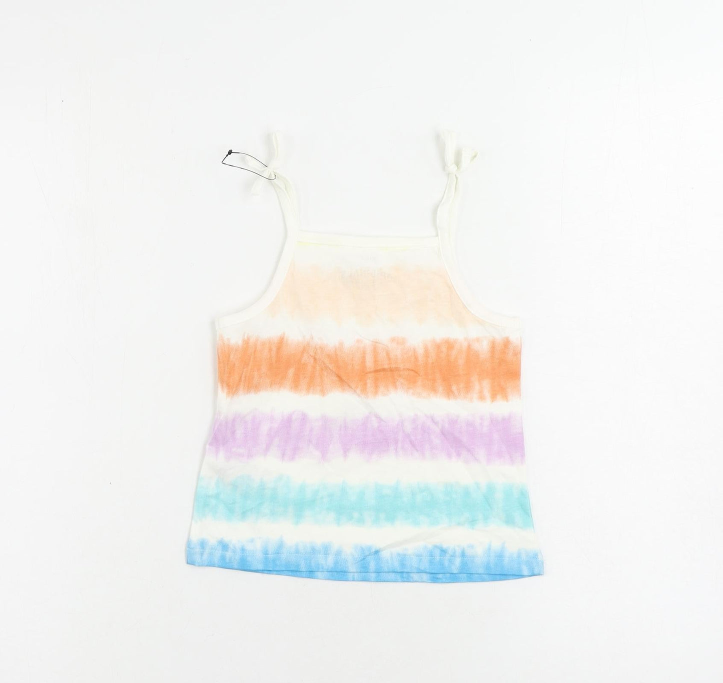 Marks and Spencer Girls Multicoloured Striped Cotton Camisole Tank Size 3-4 Years Square Neck Pullover
