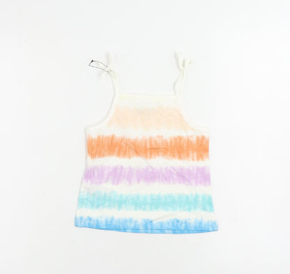 Marks and Spencer Girls Multicoloured Striped Cotton Camisole Tank Size 3-4 Years Square Neck Pullover