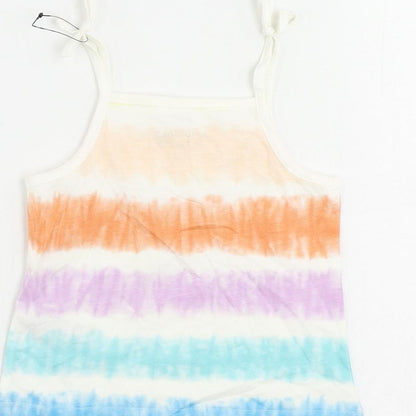 Marks and Spencer Girls Multicoloured Striped Cotton Camisole Tank Size 3-4 Years Square Neck Pullover