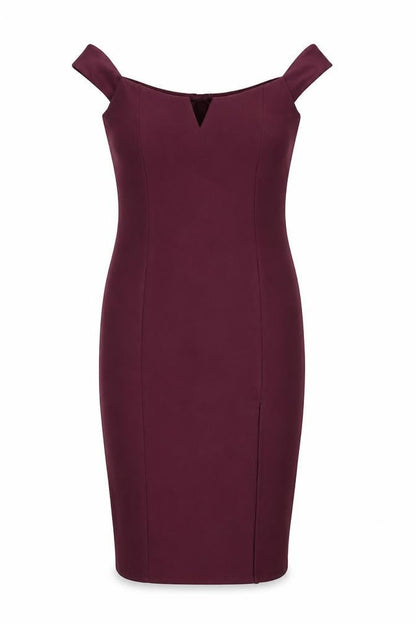 Miss Selfridge Womens Purple Polyester Pencil Dress Size 10 Off the Shoulder Pullover