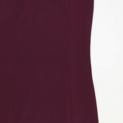 Miss Selfridge Womens Purple Polyester Pencil Dress Size 10 Off the Shoulder Pullover
