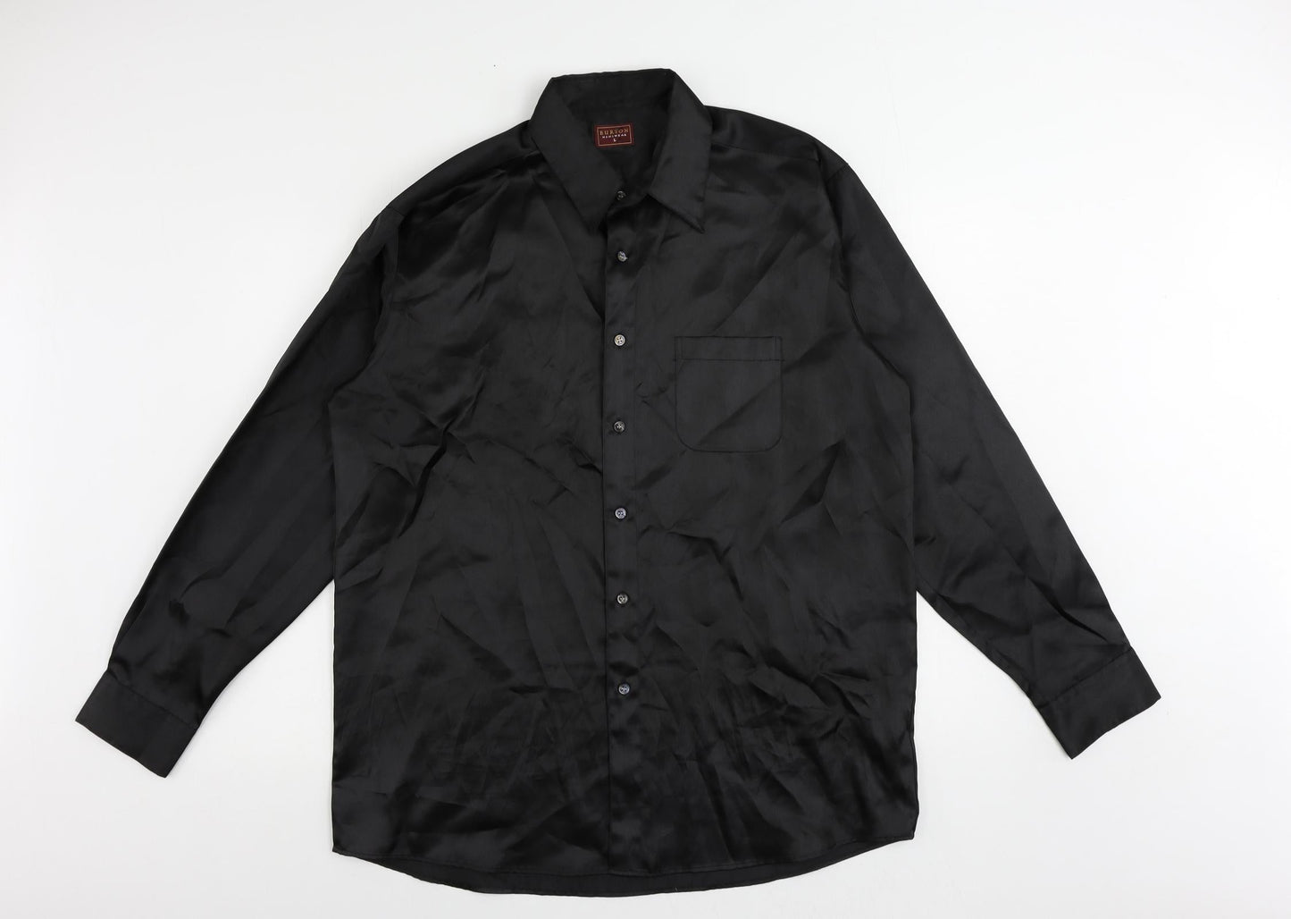 Burton Mens Black Polyester Button-Up Size L Collared Button