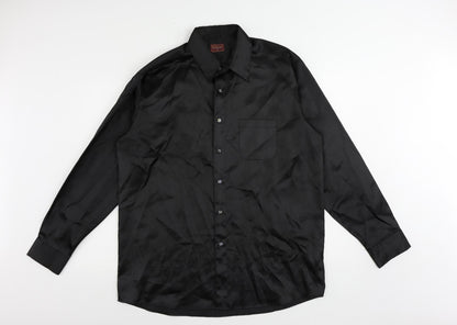 Burton Mens Black Polyester Button-Up Size L Collared Button