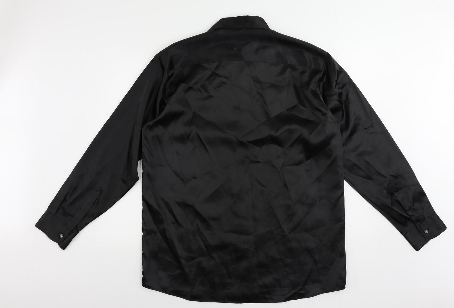 Burton Mens Black Polyester Button-Up Size L Collared Button