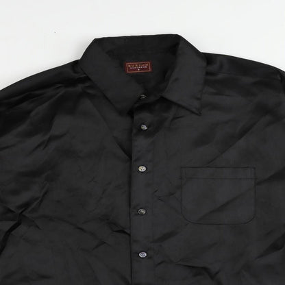 Burton Mens Black Polyester Button-Up Size L Collared Button