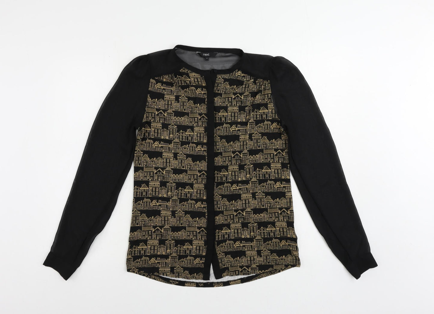 Womens UK Size 8 NEXT Black Basic Button-Up
