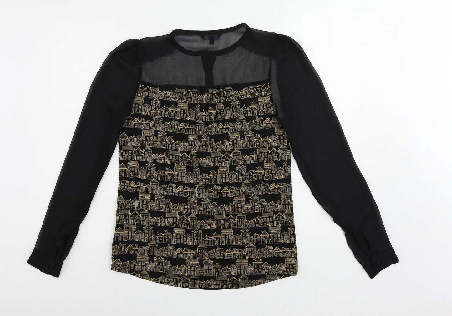 Womens UK Size 8 NEXT Black Basic Button-Up